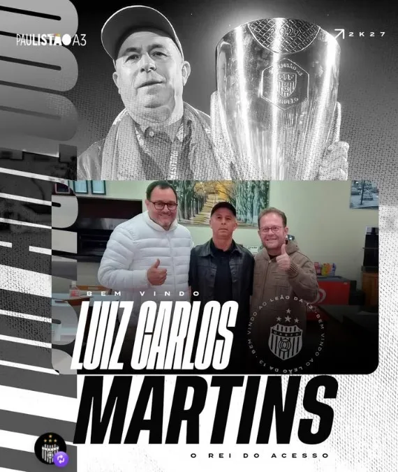 Conhecido como 'Rei do Acesso', Luiz Carlos Martins assume o comando do União Barbarense